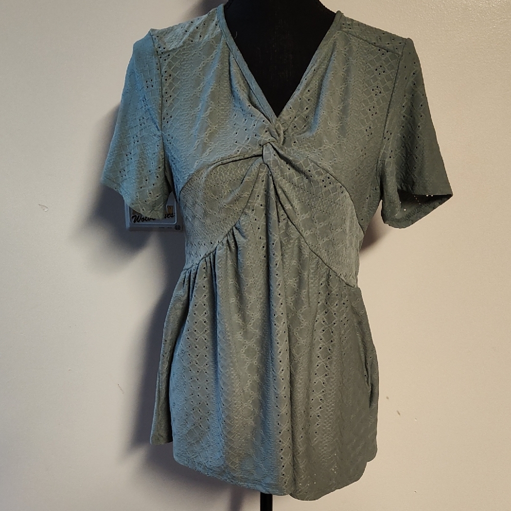 Source Unknown Sage Green Lace Blouse